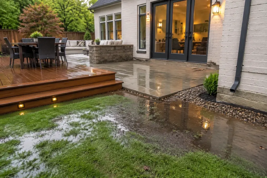 Water pooling in renovated backyard