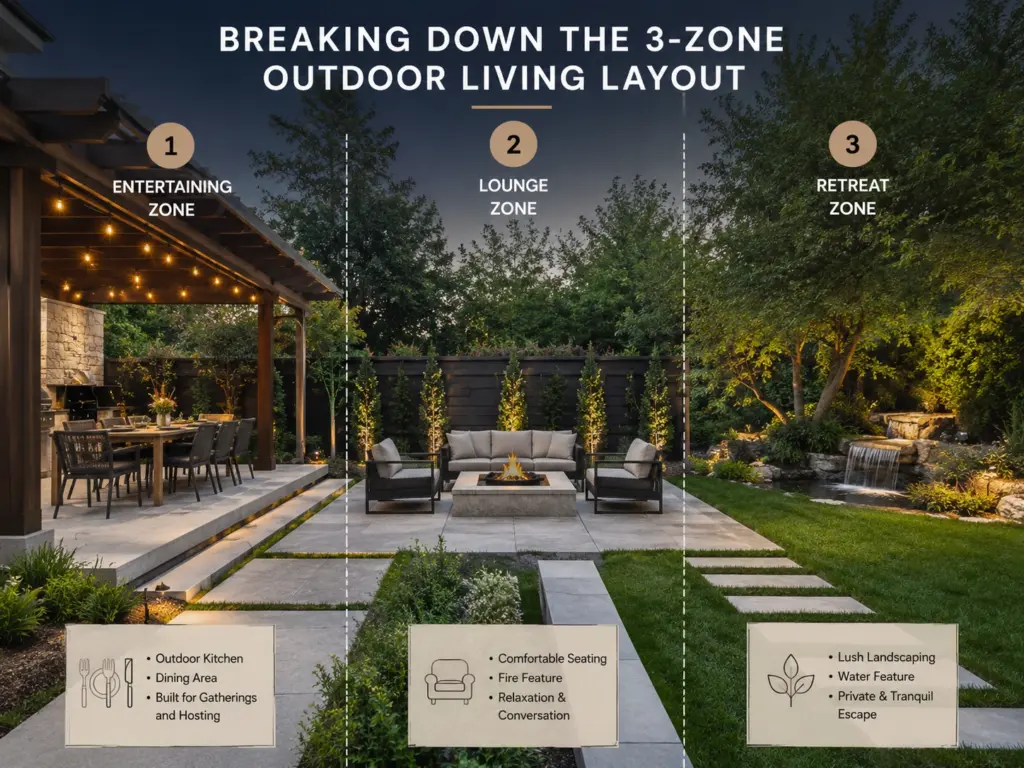 Breaking Down the 3-Zone Outdoor Living Layout